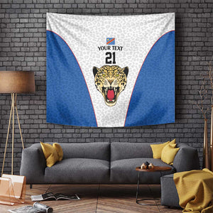 Africa DR Congo Football Custom Tapestry White Leopard Skin Pattern - African Pride