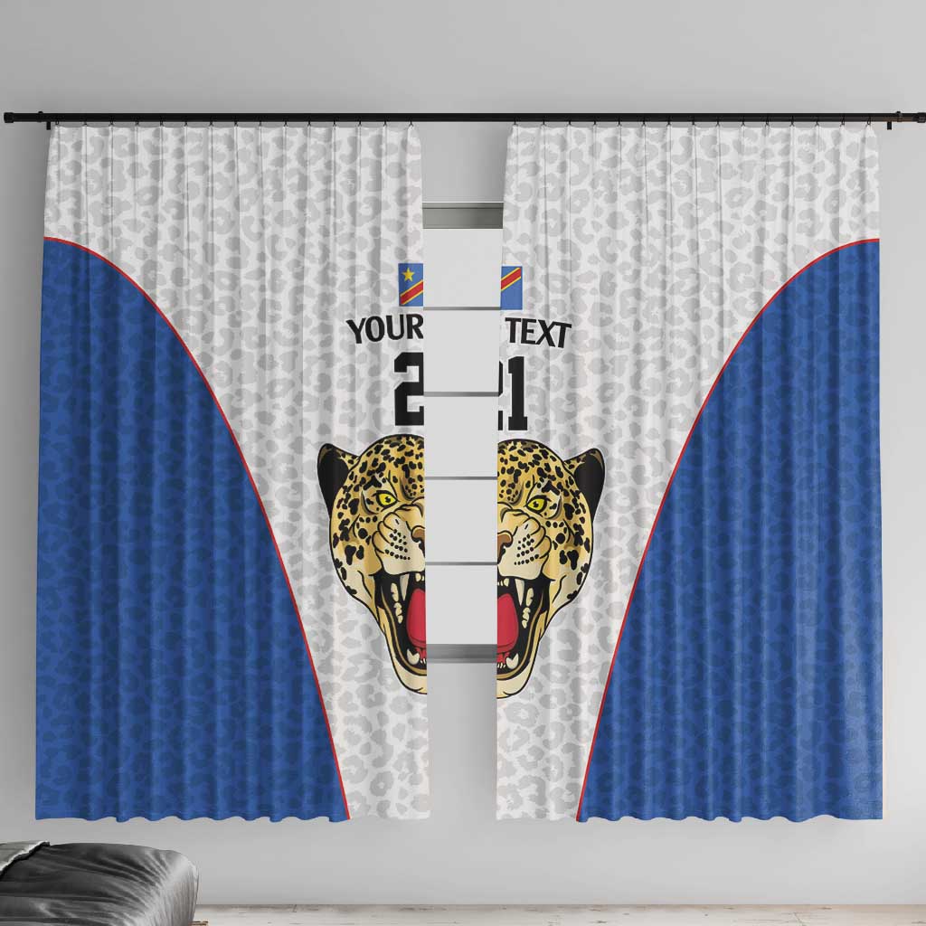Africa DR Congo Football Custom Window Curtain White Leopard Skin Pattern - African Pride