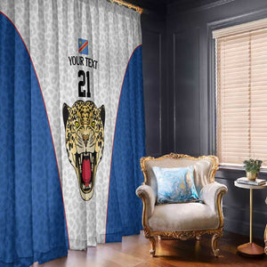 Africa DR Congo Football Custom Window Curtain White Leopard Skin Pattern - African Pride