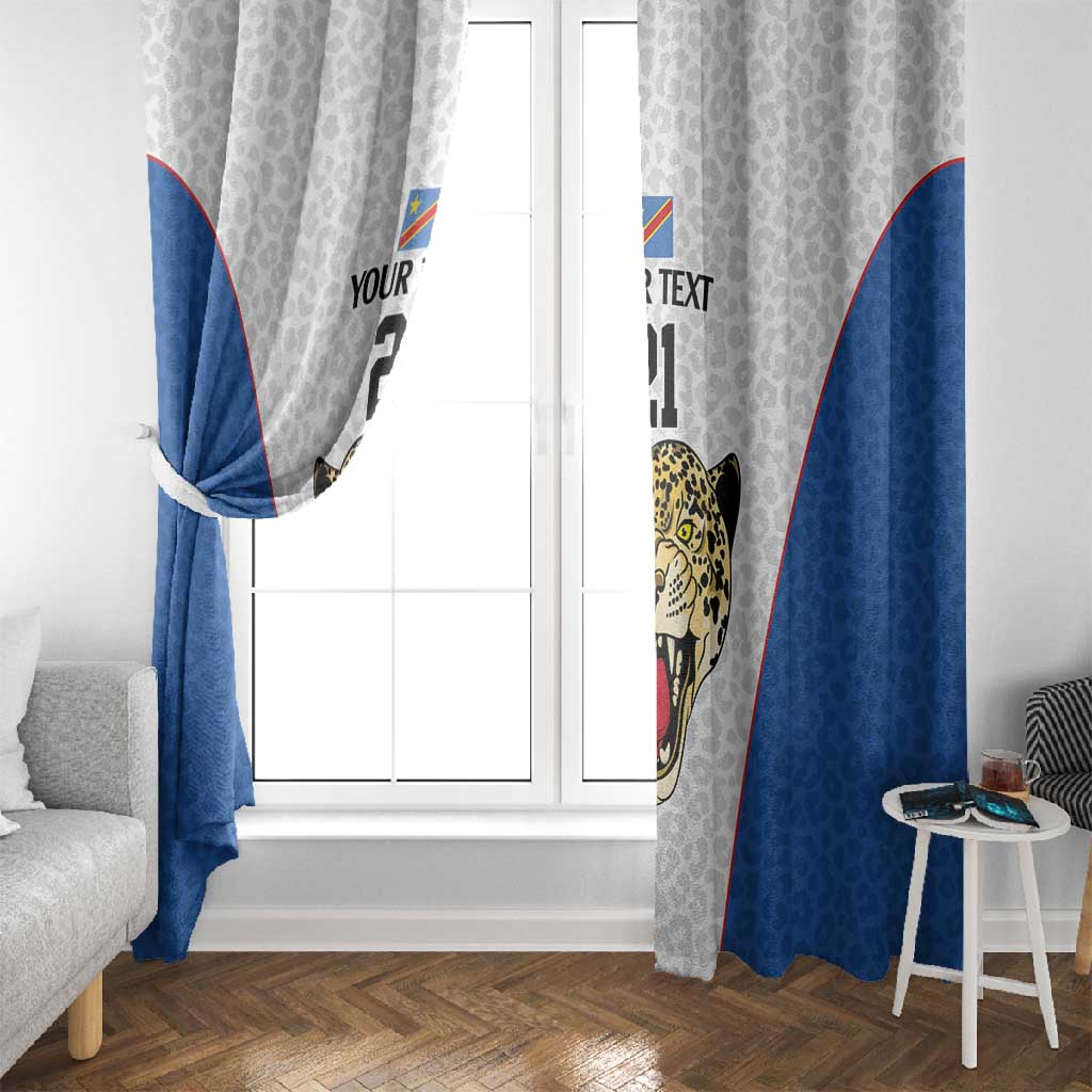 Africa DR Congo Football Custom Window Curtain White Leopard Skin Pattern - African Pride