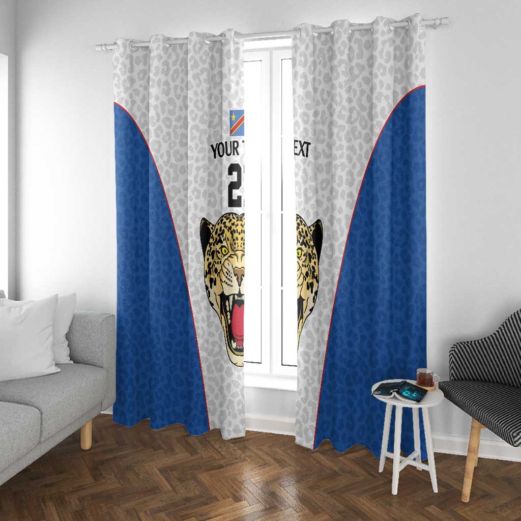 Africa DR Congo Football Custom Window Curtain White Leopard Skin Pattern - African Pride