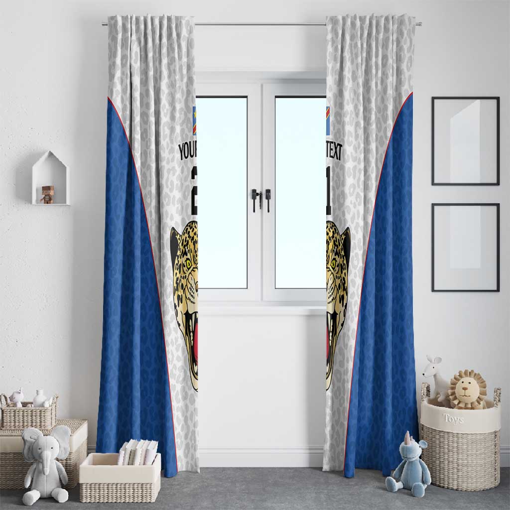 Africa DR Congo Football Custom Window Curtain White Leopard Skin Pattern - African Pride