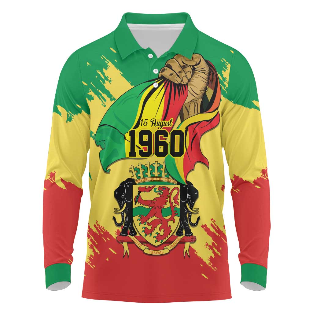 Republic of The Congo Independence Day Personalized Long Sleeve Polo Shirt Congo-Brazzaville Since 1960 - African Pride