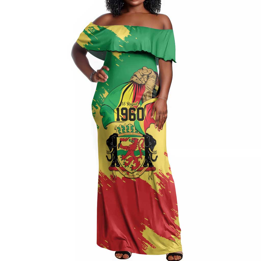 Republic of The Congo Independence Day Personalized Off Shoulder Maxi Dress Congo-Brazzaville Since 1960 - African Pride