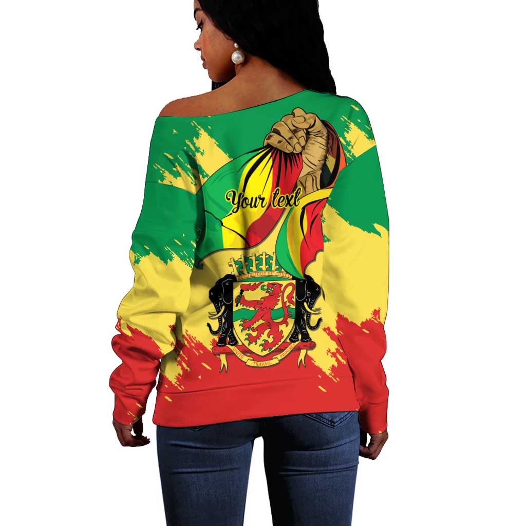 Republic of The Congo Independence Day Personalized Off Shoulder Sweater Congo-Brazzaville Since 1960 - African Pride