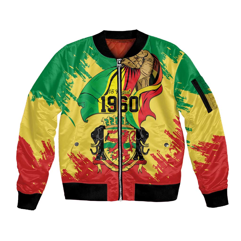 Republic of The Congo Independence Day Personalized Sleeve Zip Bomber Jacket Congo-Brazzaville Since 1960 - African Pride