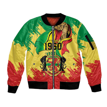 Republic of The Congo Independence Day Personalized Sleeve Zip Bomber Jacket Congo-Brazzaville Since 1960 - African Pride