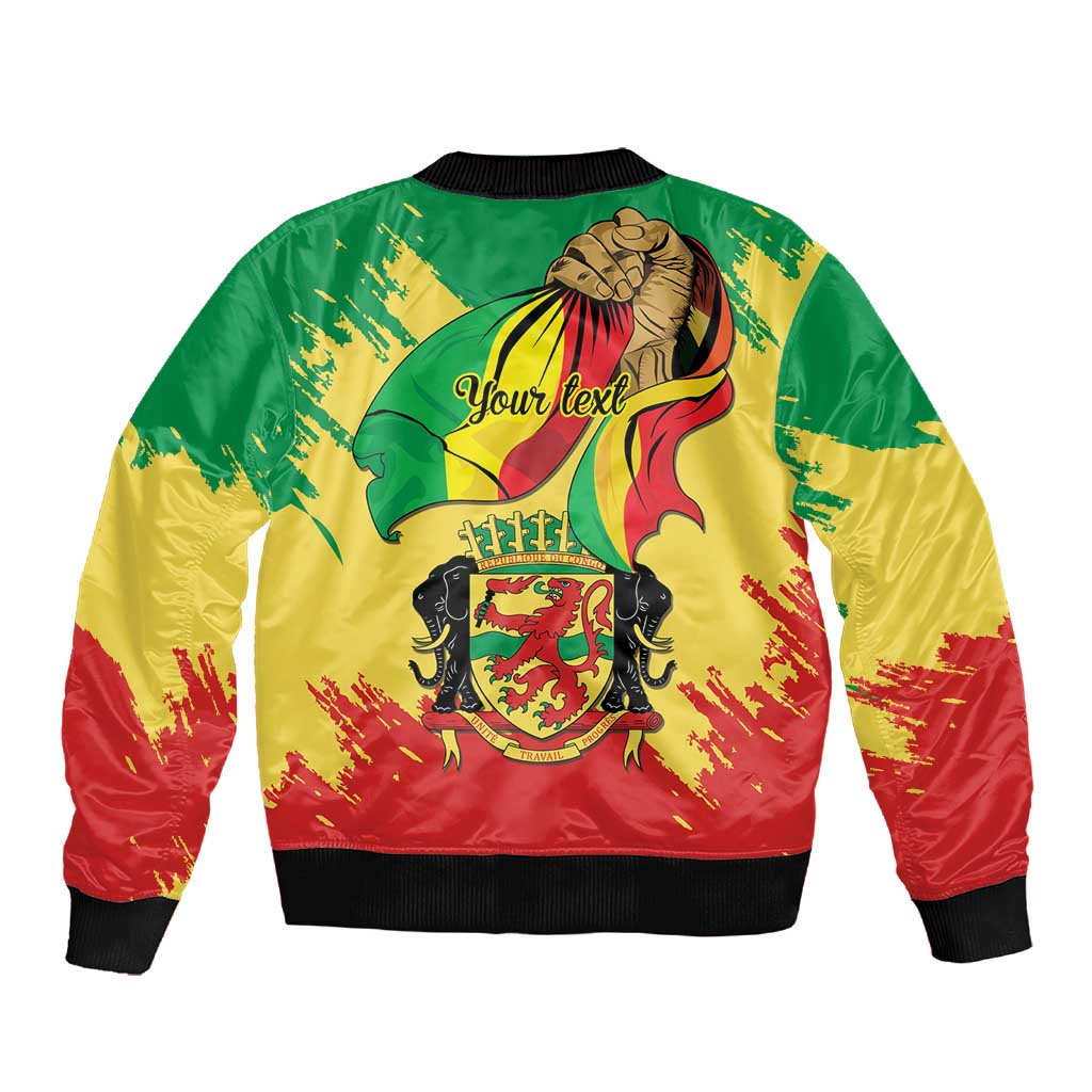 Republic of The Congo Independence Day Personalized Sleeve Zip Bomber Jacket Congo-Brazzaville Since 1960 - African Pride