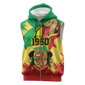 Republic of The Congo Independence Day Personalized Sleeveless Zip Hoodie Congo-Brazzaville Since 1960 - African Pride