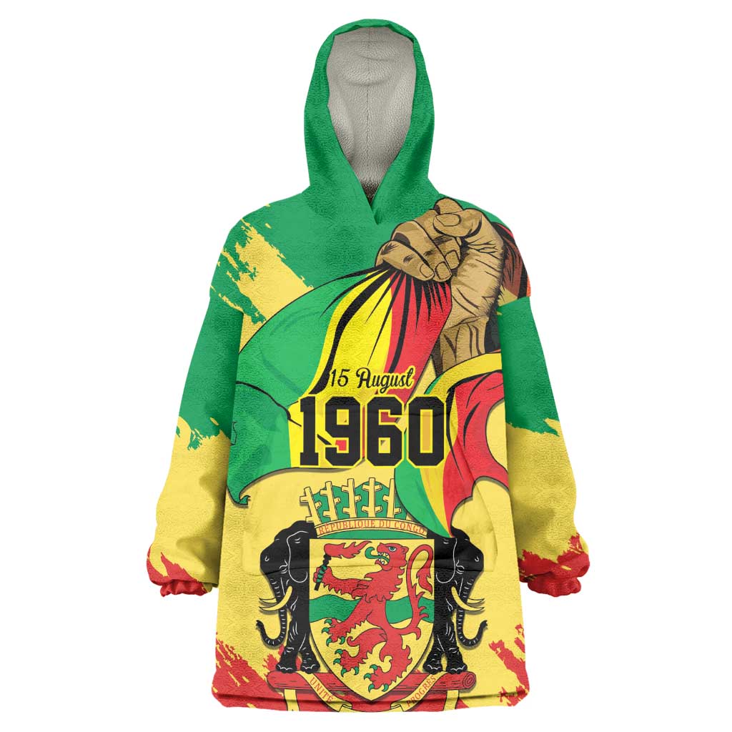 Republic of The Congo Independence Day Personalized Wearable Blanket Hoodie Congo-Brazzaville Since 1960 - African Pride