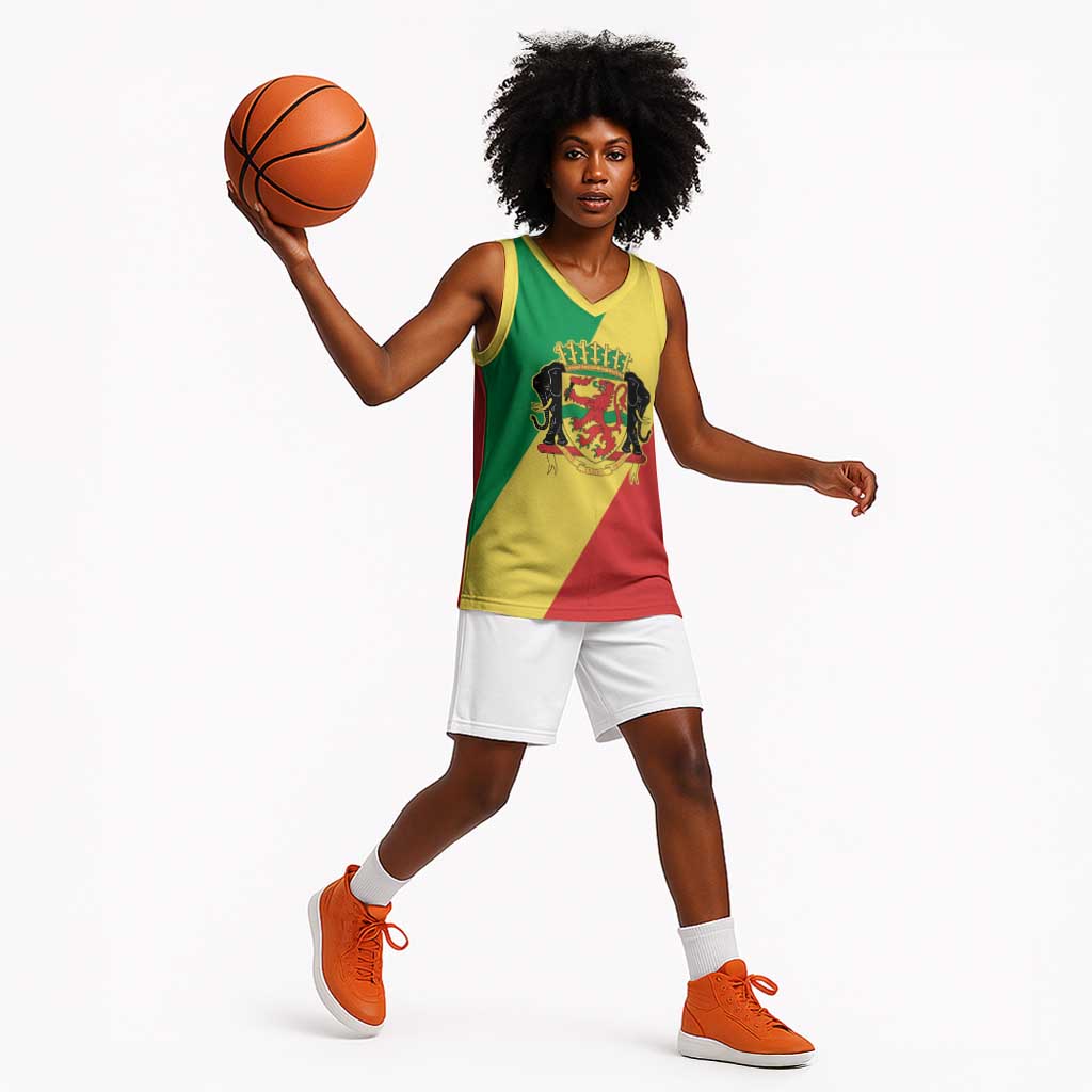 Republic of The Congo Personalized Basketball Jersey Simple Flag Style - African Pride