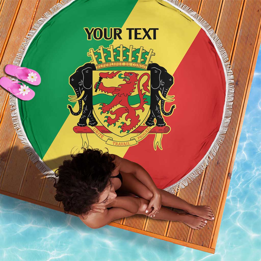 Republic of The Congo Personalized Beach Blanket Simple Flag Style - African Pride