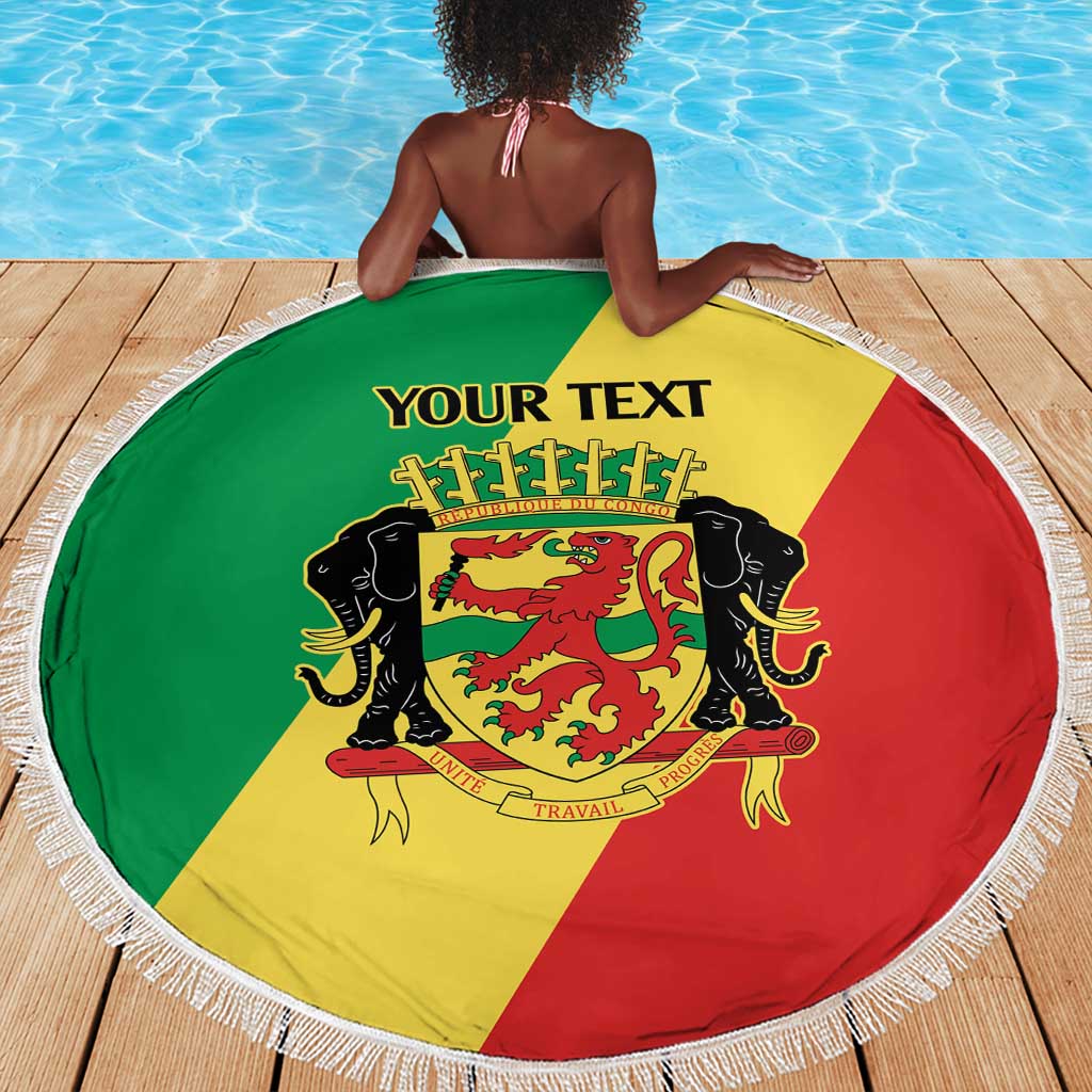 Republic of The Congo Personalized Beach Blanket Simple Flag Style - African Pride
