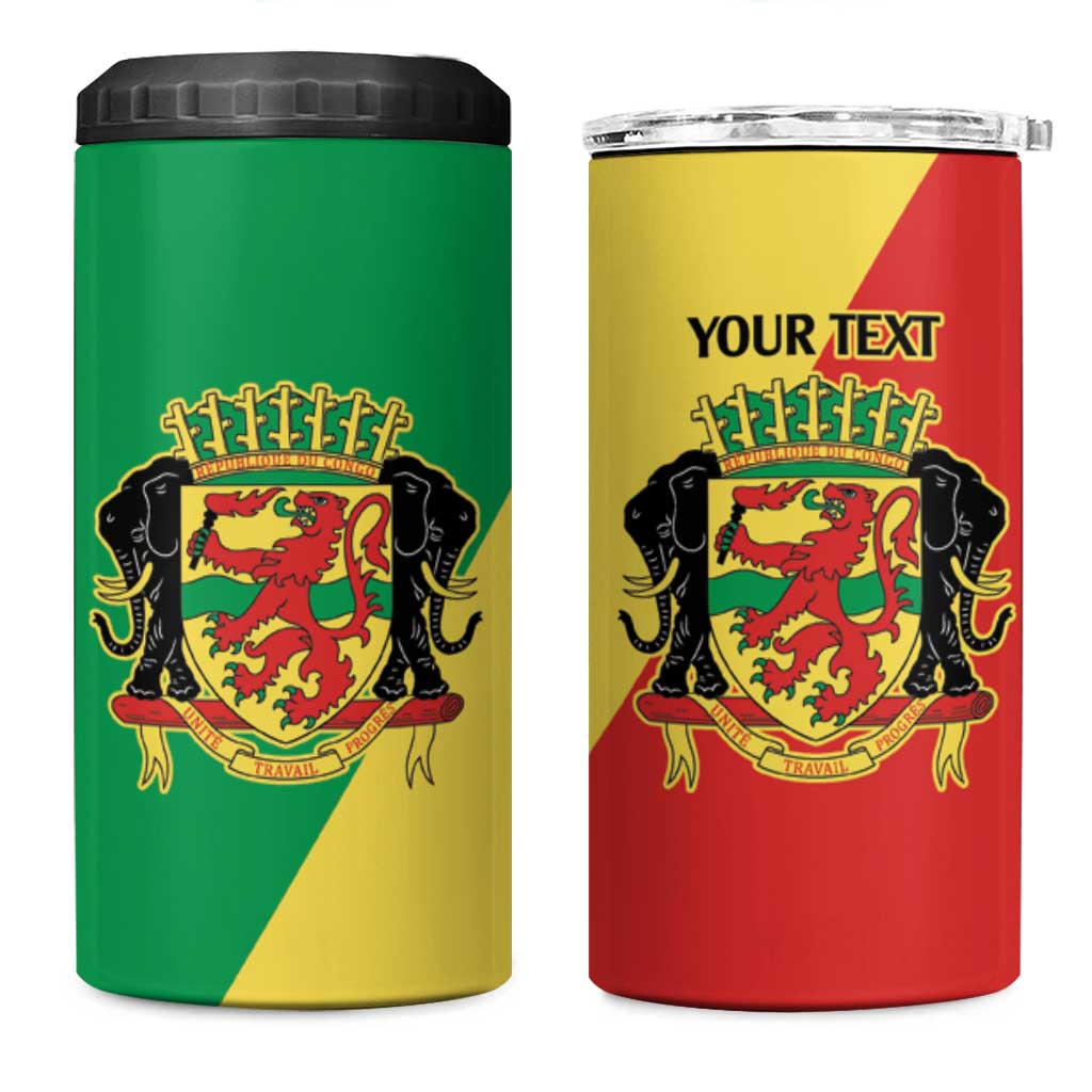Republic of The Congo Personalized 4 in 1 Can Cooler Tumbler Simple Flag Style - African Pride
