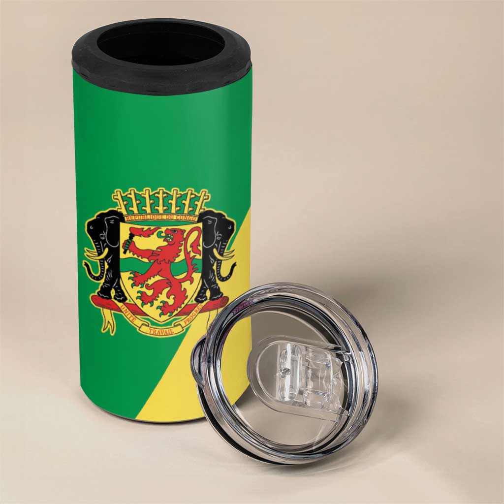 Republic of The Congo Personalized 4 in 1 Can Cooler Tumbler Simple Flag Style - African Pride