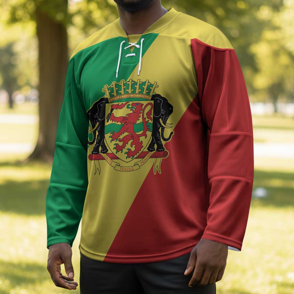 Republic of The Congo Personalized Hockey Jersey Simple Flag Style