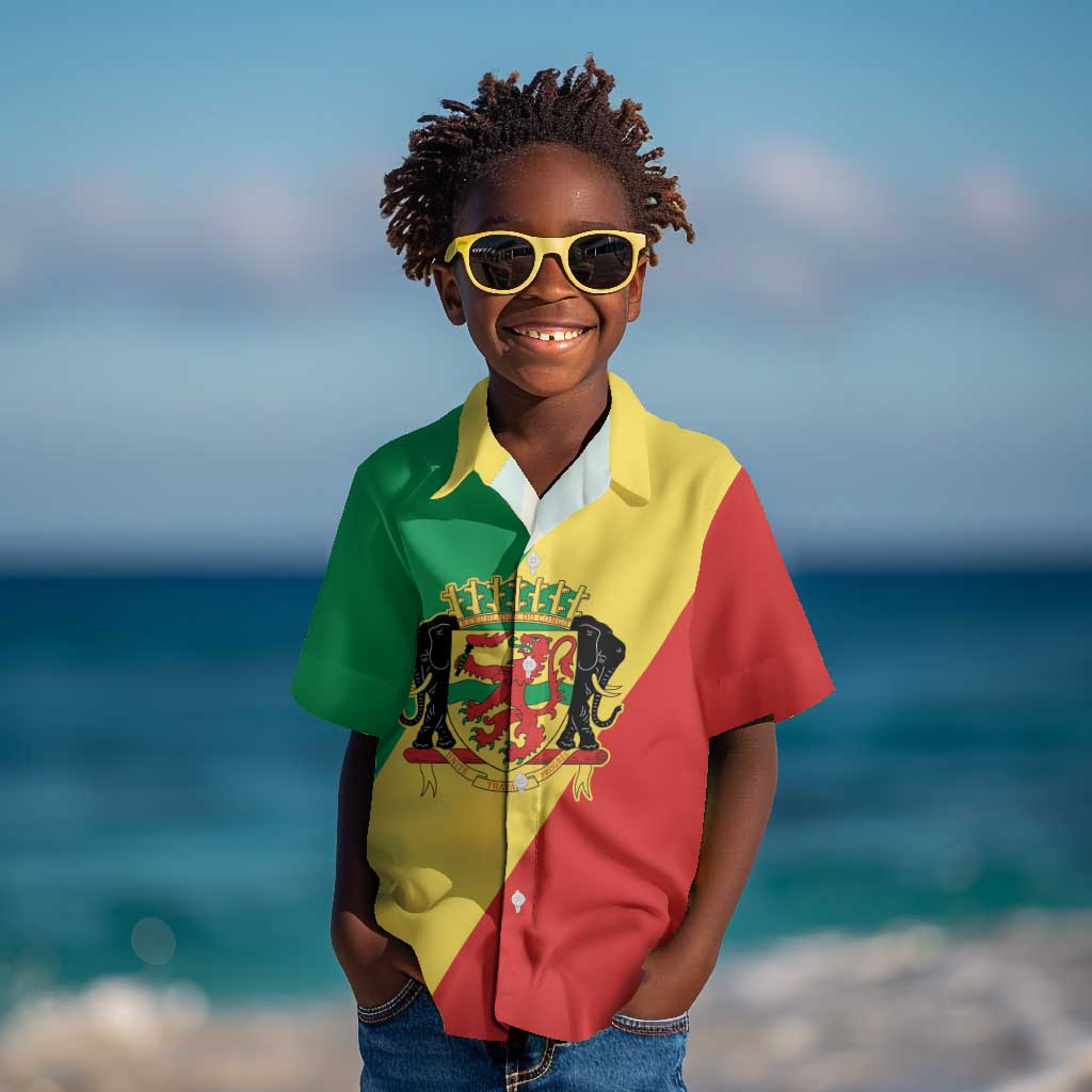 Republic of The Congo Personalized Kid Hawaiian Shirt Simple Flag Style - African Pride