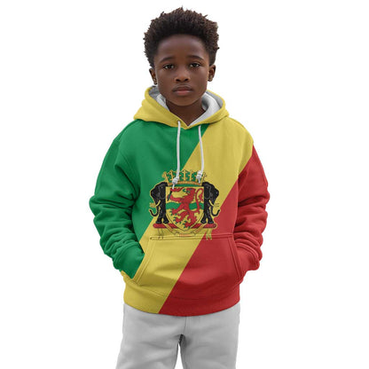 Republic of The Congo Personalized Kid Hoodie Simple Flag Style - African Pride