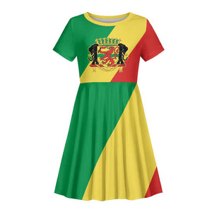 Republic of The Congo Personalized Kid Short Sleeve Dress Simple Flag Style - African Pride