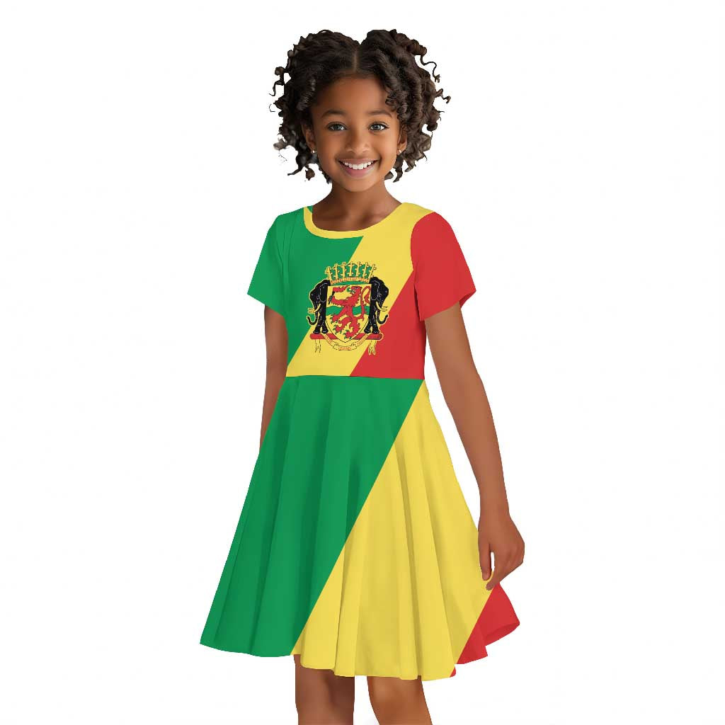 Republic of The Congo Personalized Kid Short Sleeve Dress Simple Flag Style - African Pride