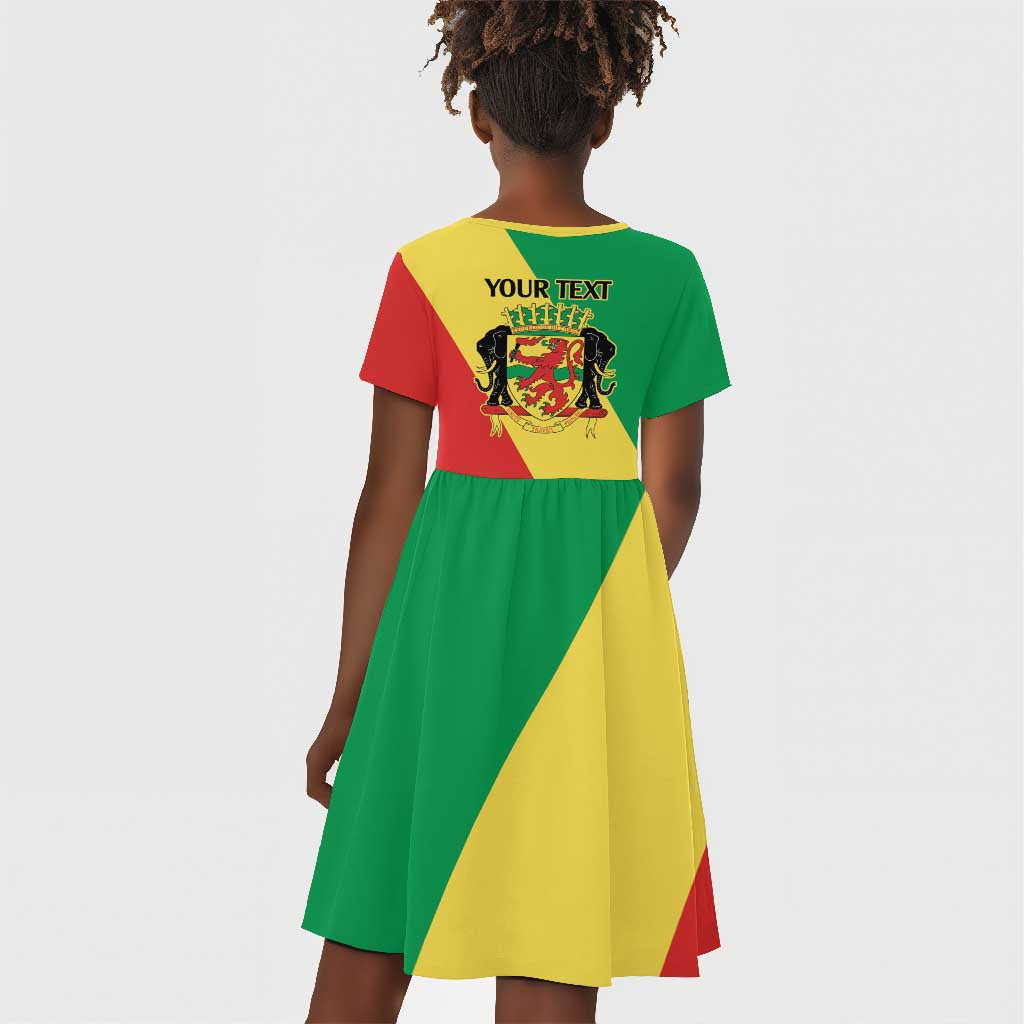 Republic of The Congo Personalized Kid Short Sleeve Dress Simple Flag Style - African Pride