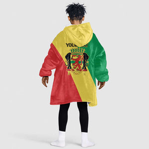 Republic of The Congo Personalized Kid Wearable Blanket Hoodie Simple Flag Style - African Pride