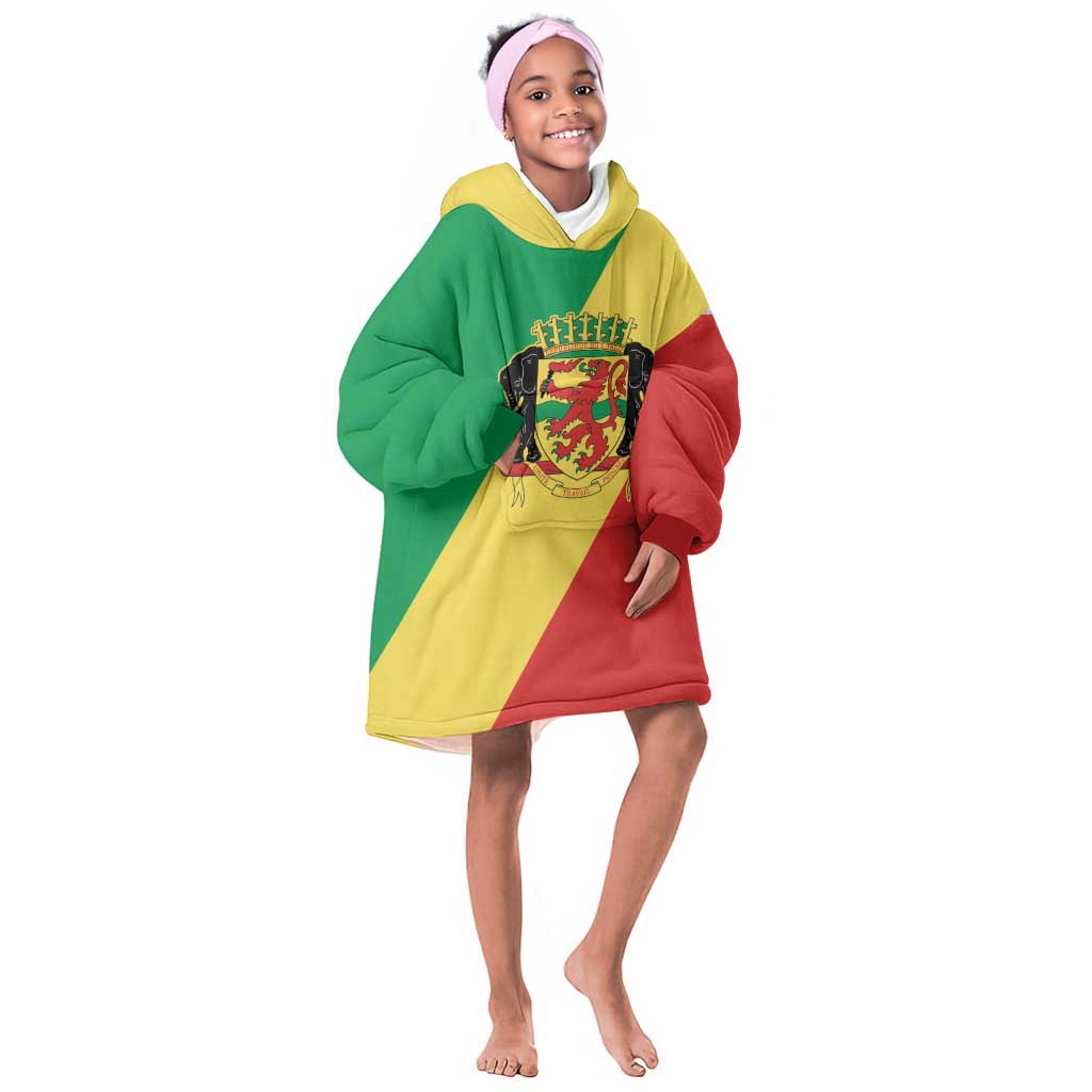 Republic of The Congo Personalized Kid Wearable Blanket Hoodie Simple Flag Style - African Pride