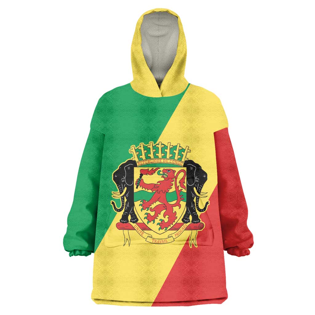 Republic of The Congo Personalized Kid Wearable Blanket Hoodie Simple Flag Style - African Pride