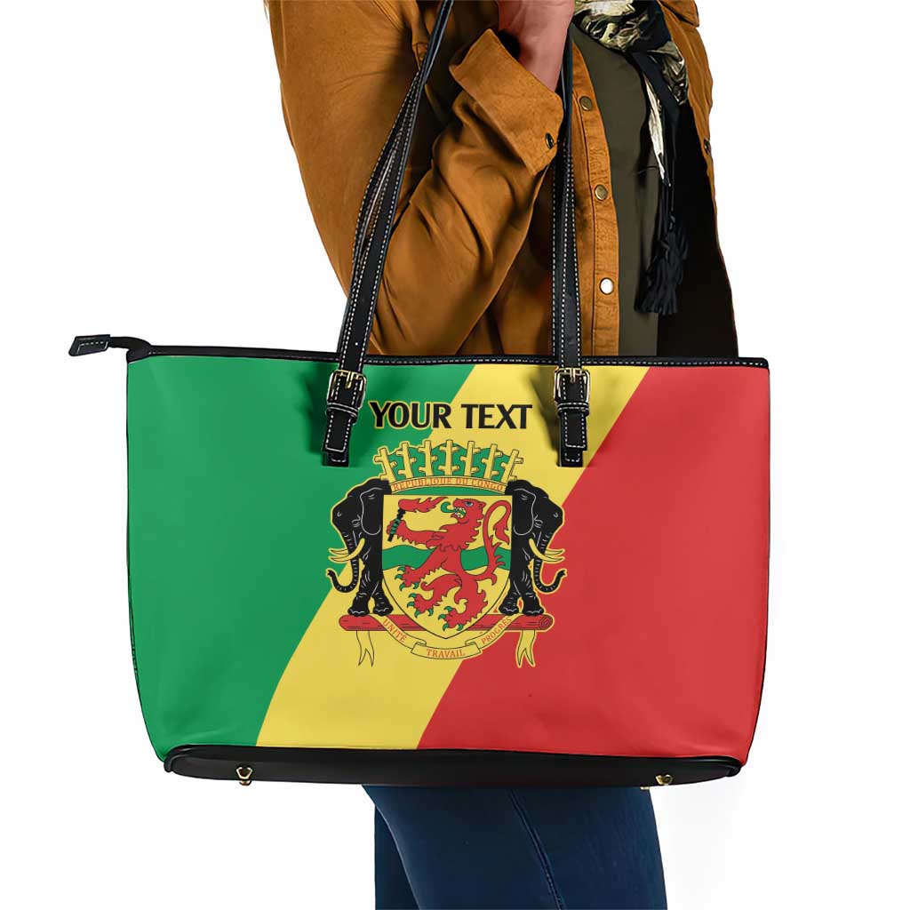 Republic of The Congo Personalized Leather Tote Bag Simple Flag Style - African Pride
