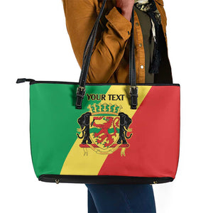 Republic of The Congo Personalized Leather Tote Bag Simple Flag Style - African Pride