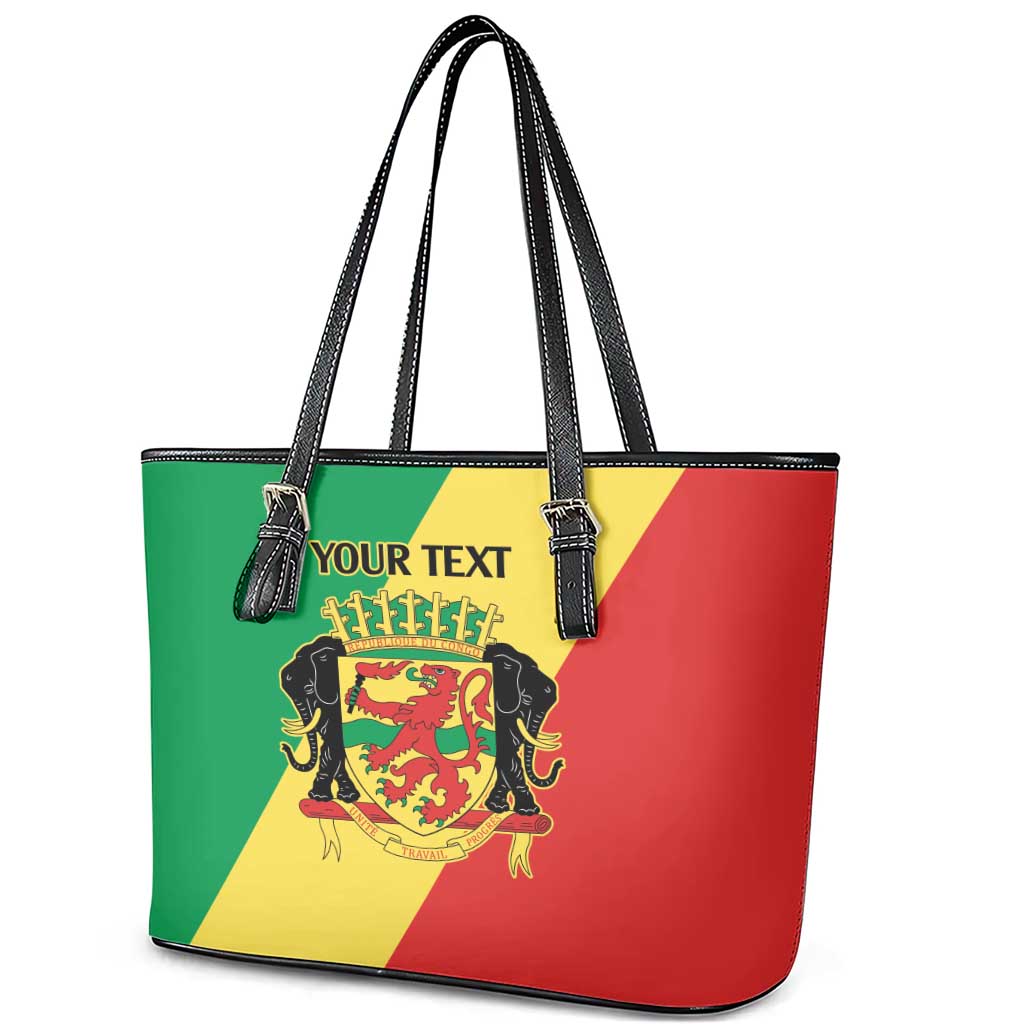 Republic of The Congo Personalized Leather Tote Bag Simple Flag Style - African Pride