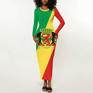 Republic of The Congo Personalized Long Sleeve Bodycon Dress Simple Flag Style - African Pride