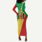 Republic of The Congo Personalized Long Sleeve Bodycon Dress Simple Flag Style - African Pride