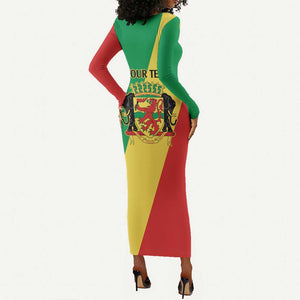 Republic of The Congo Personalized Long Sleeve Bodycon Dress Simple Flag Style - African Pride