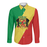 Republic of The Congo Personalized Long Sleeve Button Shirt Simple Flag Style - African Pride
