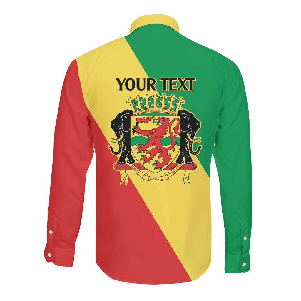 Republic of The Congo Personalized Long Sleeve Button Shirt Simple Flag Style - African Pride