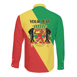 Republic of The Congo Personalized Long Sleeve Button Shirt Simple Flag Style - African Pride