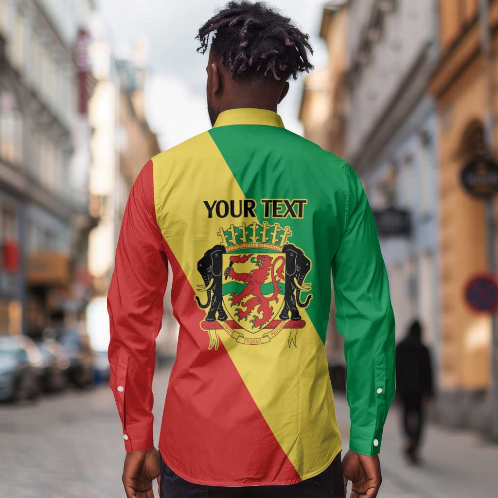Republic of The Congo Personalized Long Sleeve Button Shirt Simple Flag Style - African Pride