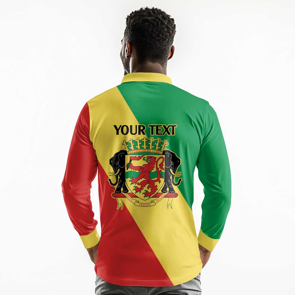Republic of The Congo Personalized Long Sleeve Polo Shirt Simple Flag Style - African Pride