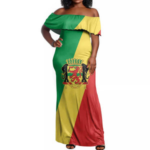 Republic of The Congo Personalized Off Shoulder Maxi Dress Simple Flag Style - African Pride