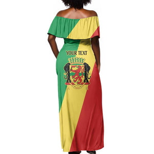 Republic of The Congo Personalized Off Shoulder Maxi Dress Simple Flag Style - African Pride