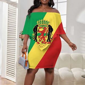 Republic of The Congo Personalized Off Shoulder Short Dress Simple Flag Style - African Pride