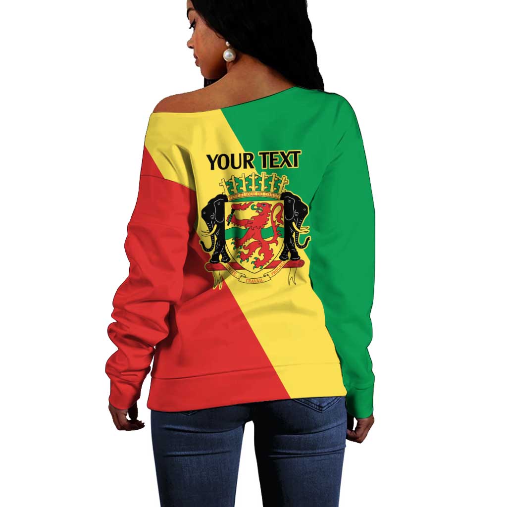 Republic of The Congo Personalized Off Shoulder Sweater Simple Flag Style - African Pride