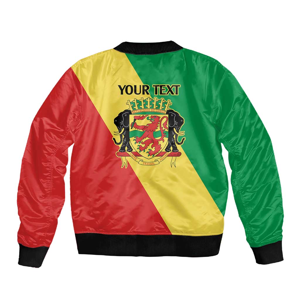 Republic of The Congo Personalized Sleeve Zip Bomber Jacket Simple Flag Style - African Pride
