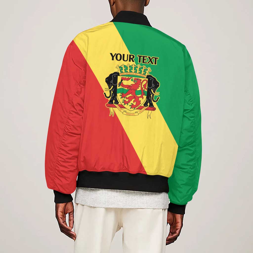 Republic of The Congo Personalized Sleeve Zip Bomber Jacket Simple Flag Style - African Pride