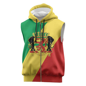 Republic of The Congo Personalized Sleeveless Zip Hoodie Simple Flag Style - African Pride