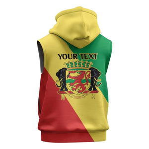 Republic of The Congo Personalized Sleeveless Zip Hoodie Simple Flag Style - African Pride
