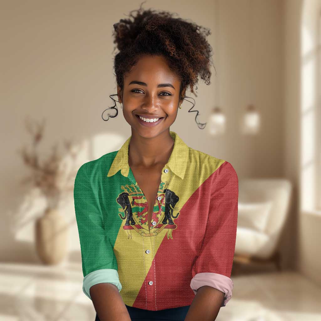 Republic of The Congo Personalized Women Casual Shirt Simple Flag Style - African Pride
