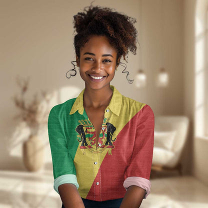 Republic of The Congo Personalized Women Casual Shirt Simple Flag Style - African Pride