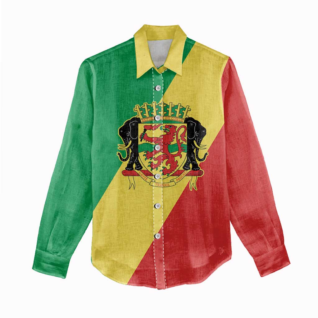 Republic of The Congo Personalized Women Casual Shirt Simple Flag Style - African Pride